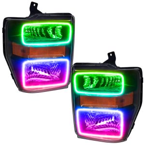 Ford F250 Headlight Assemblies - ORACLE Lighting - ColorSHIFT w/ Simple Controller - Black - `08-`10